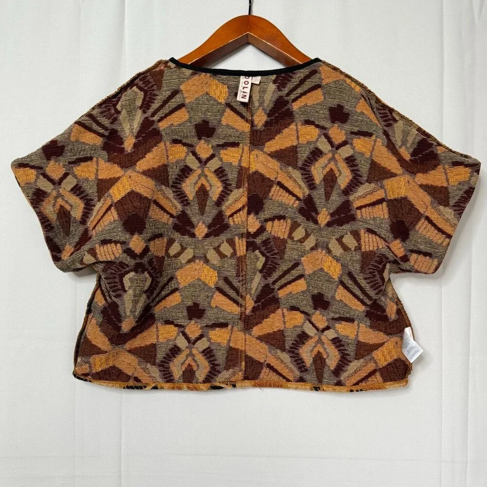 Anthropologie Dolan Seraphina Brown Tan Textured Short Sleeve Shirt Plus Size 1X - Picture 8 of 12